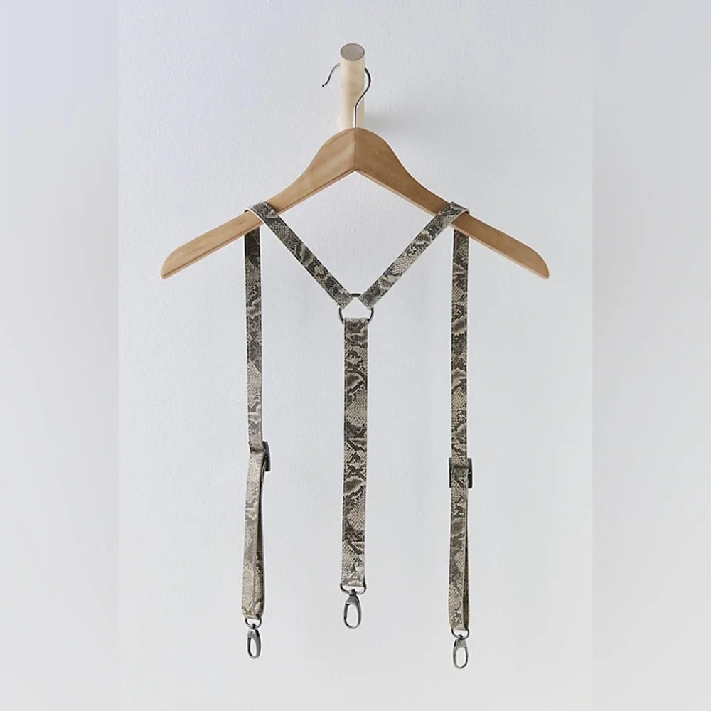 New🌟 Free People-Wild Thing Suspenders-Brown & Tan Python,